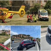Santo Stefano al Mare: scontro auto-moto al bivio per Terzorio, 45enne in gravi condizioni portato in elicottero al Santa Corona(Foto)