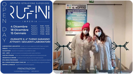 Imperia: dal 4 dicembre tre Open Day con l'Istituto Ruffini, appuntamento con i laboratori pratici