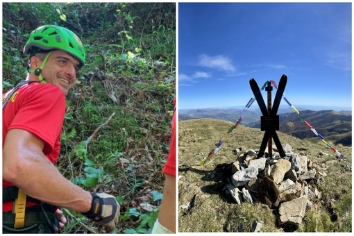 Ad un anno dalla morte il soccorso alpino ricorda il collega e medico Grollero: posta la stele sulla cima Garlenda (foto)