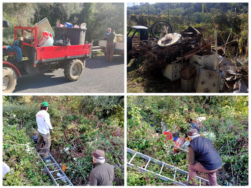 Discariche abusive a Prelà, volontari e Comune ripuliscono boschi e sentieri (foto)